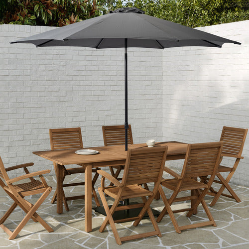 LANAI EUCALYPTUS WOOD OUTDOOR EXTENDABLE DINING TABLE