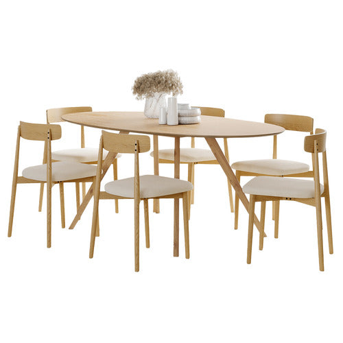 6 SEATER FINN OVAL DINING TABLE & CHAIR SET