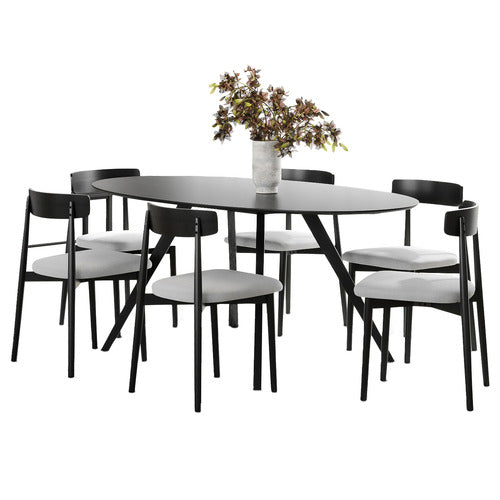 6 SEATER FINN OVAL DINING TABLE & CHAIR SET