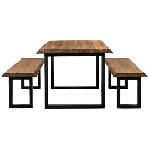 MILLBROOKE LIVE EDGE ACACIA WOOD DINING TABLE & BENCH SET