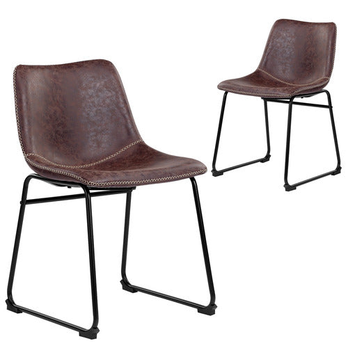 PHOENIX VINTAGE- STYLE FAUX LEATHER DINING CHAIRS (SET OF 2)