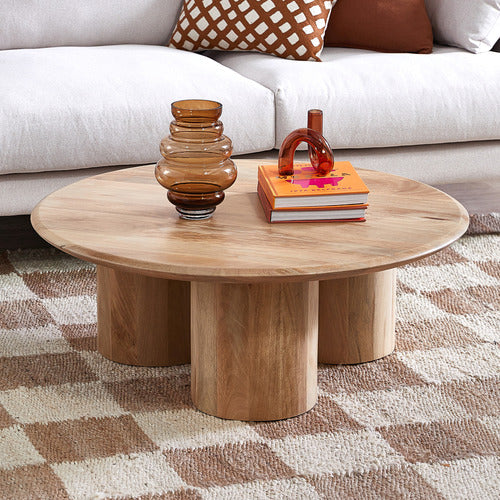 CLOVER MANGO WOOD PILLAR LEG COFFEE TABLE